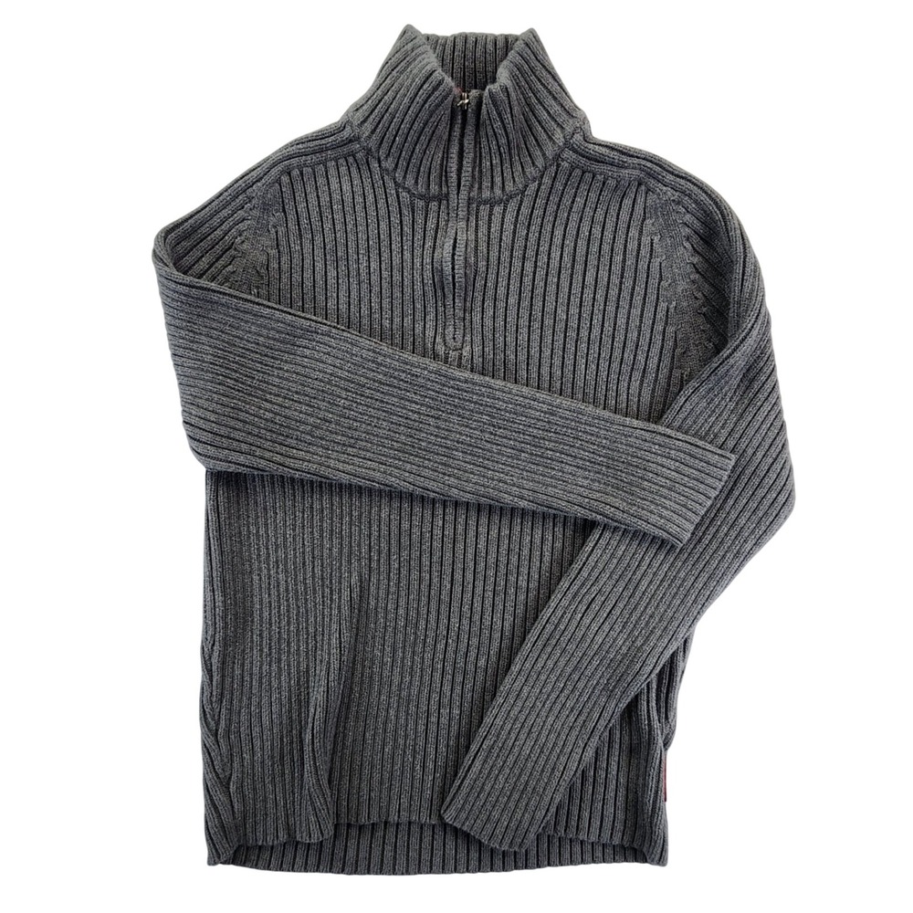 Abercrombie Mens XL Gray Quarter Zip Muscle Ribbed Sweater Y2K Gorpcore‎ Preppy